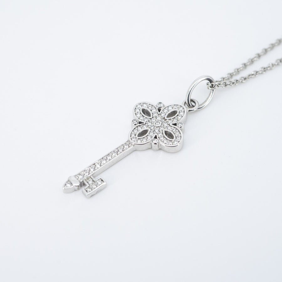 สร้อยและจี้ Tiffany & Co. Tiffany Victoria Key (with Pendant) #T3 18K White Gold Size 45.5cm.# (Used) #vrtinlimt 6181