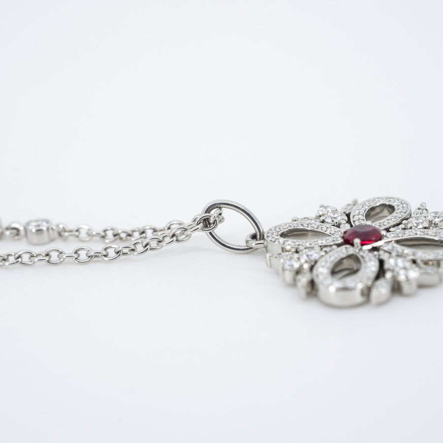 สร้อยและจี้ Tiffany & Co. Tiffany Victoria Key (with Pendant) Platinum with diamonds and rubies #T2 Platinum950 Size 51cm.# (Used) #vrti 0677