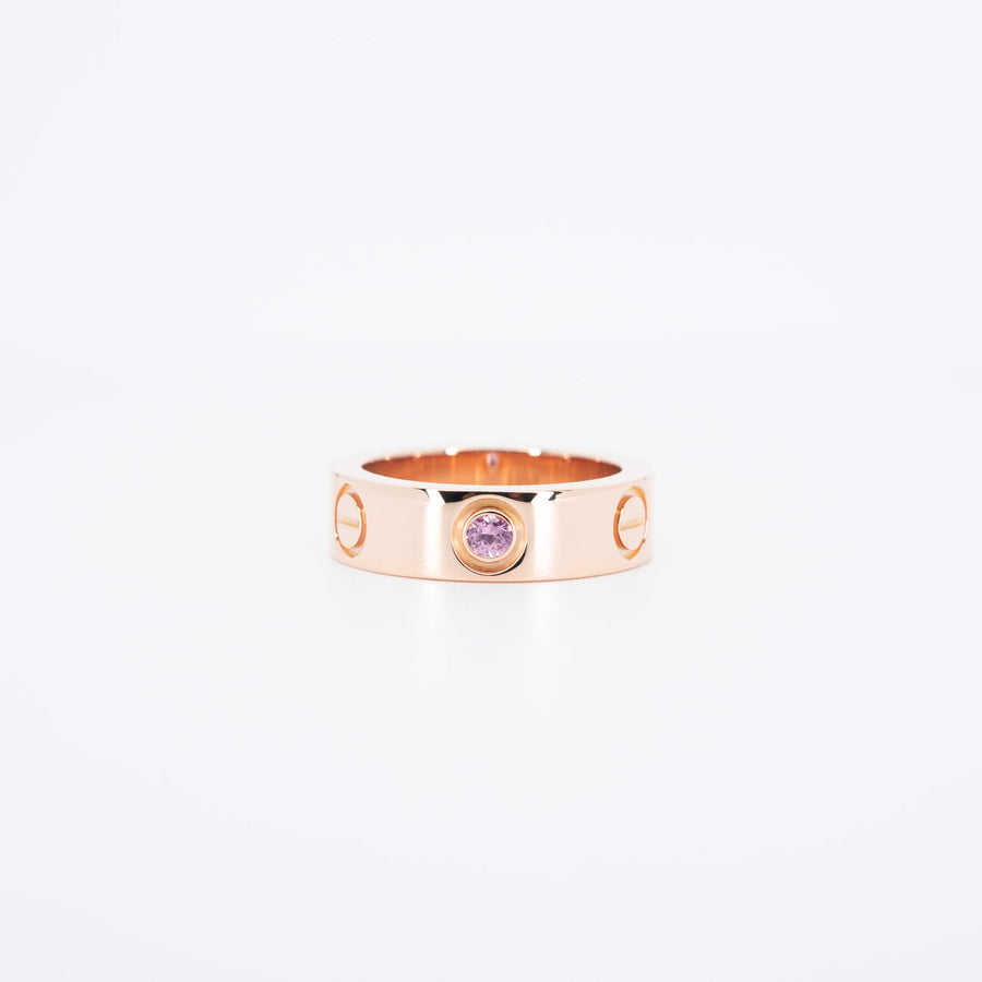 แหวน Cartier Love Pink Sapphire Ring #T3 18K Rose Gold Size 48# (Used) #vrca 0675