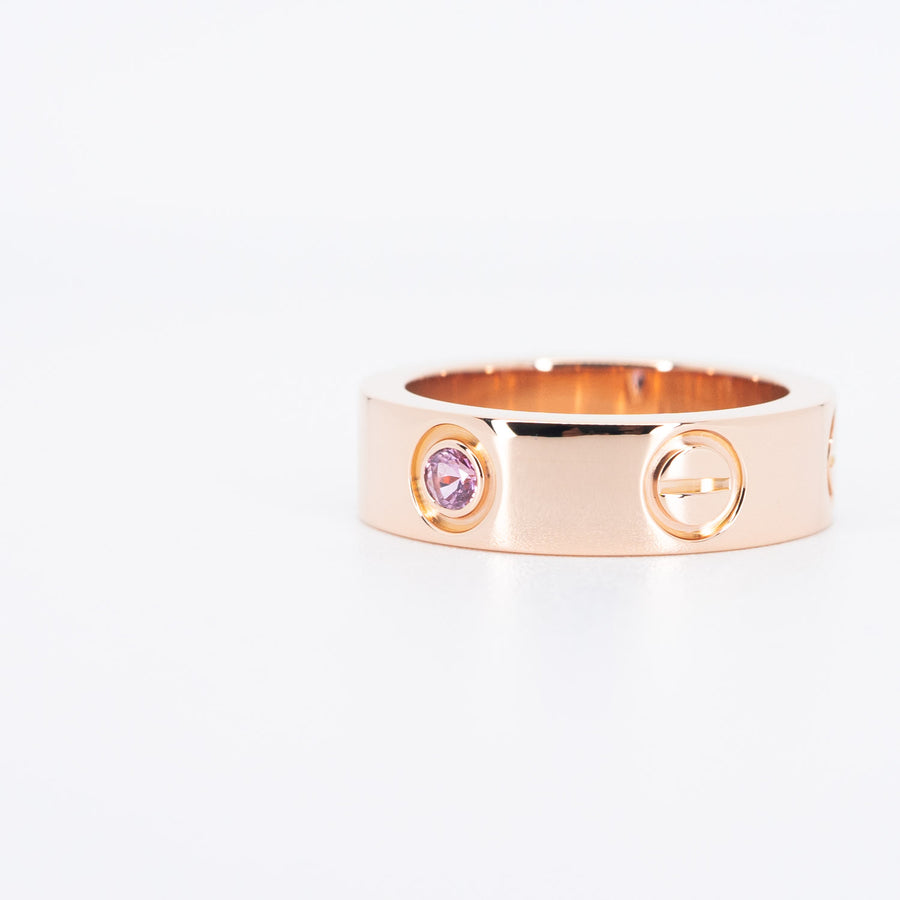 แหวน Cartier Love Pink Sapphire Ring #T3 18K Rose Gold Size 48# (Used) #vrca 0675