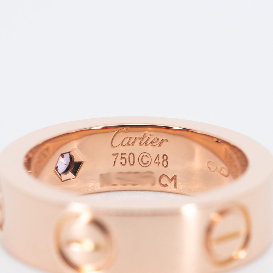 แหวน Cartier Love Pink Sapphire Ring #T3 18K Rose Gold Size 48# (Used) #vrca 0675