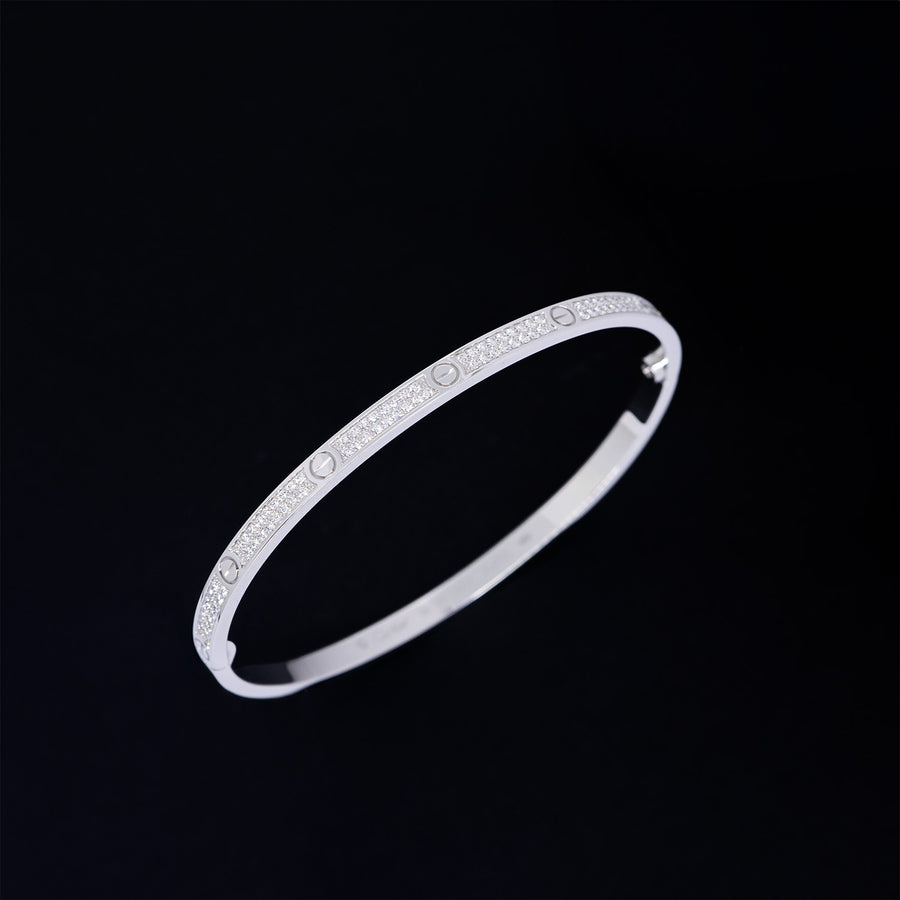 กำไล Cartier Love bracelet, small model, paved Diamond 18K White Gold Size 16# (Used) #vrcabHIT 7532