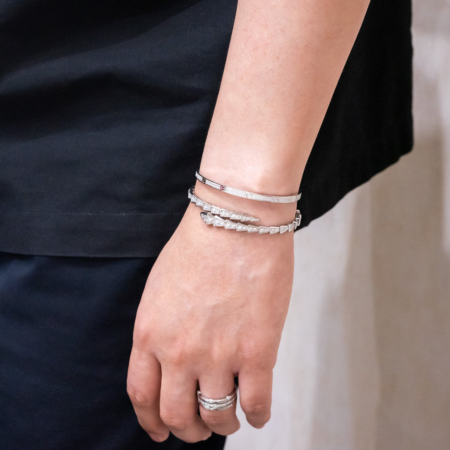 กำไล Cartier Love bracelet, small model, paved Diamond 18K White Gold Size 16# (Used) #vrcabHIT 7532