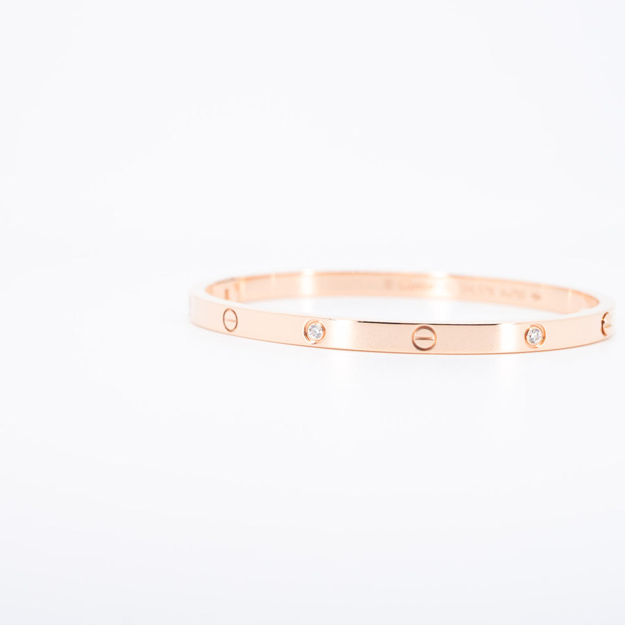 กำไล Cartier Love Bracelet, Small Model, 6 Diamonds 18K Rose Gold Size 15# (Used) #vrcabimt 6194