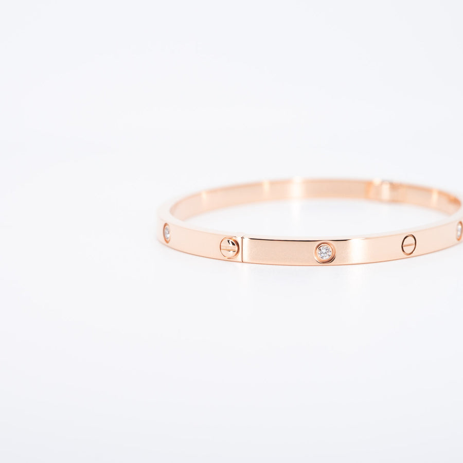 กำไล Cartier Love Bracelet, Small Model, 6 Diamonds 18K Rose Gold Size 15# (Used) #vrcabimt 6194