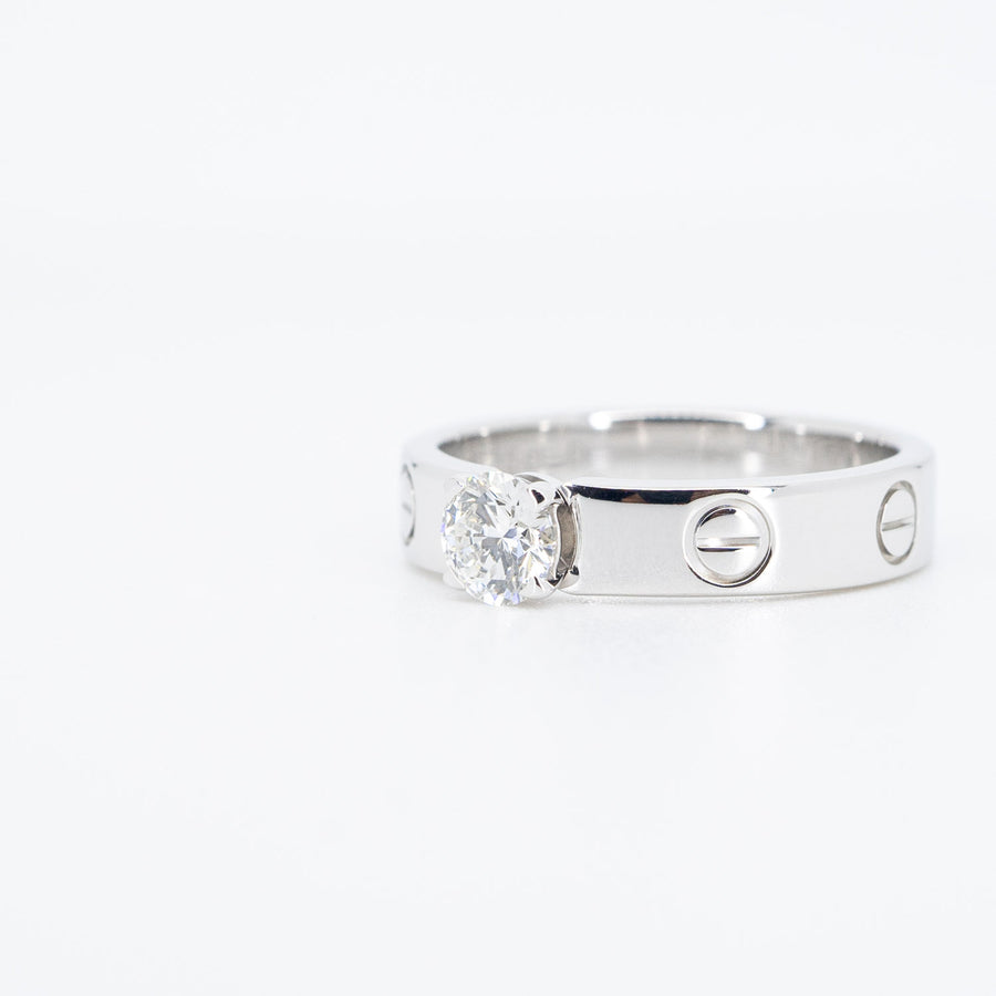 แหวน Cartier Love Solitaire Ring 0.35ct E VVS1 18K White Gold Size 50# (Used) #vrcarim 6153