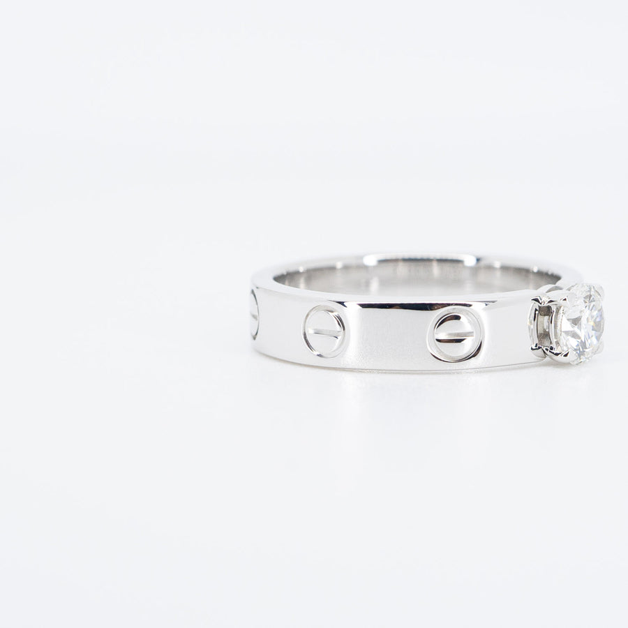 แหวน Cartier Love Solitaire Ring 0.35ct E VVS1 18K White Gold Size 50# (Used) #vrcarim 6153