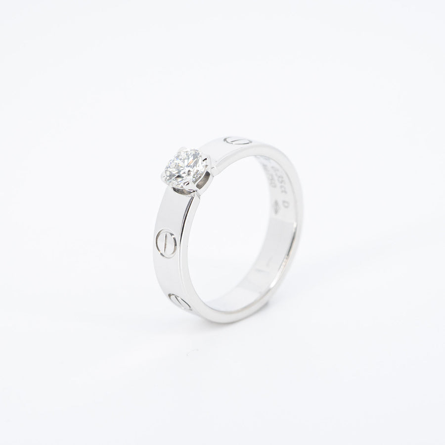 แหวน Cartier Love Solitaire Ring 0.35ct E VVS1 18K White Gold Size 50# (Used) #vrcarim 6153