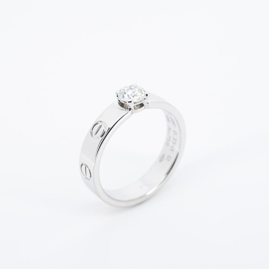 แหวน Cartier Love Solitaire Ring 0.35ct E VVS1 18K White Gold Size 50# (Used) #vrcarim 6153