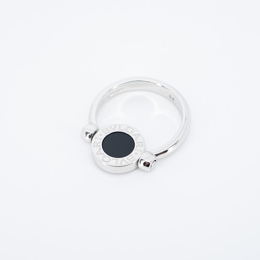 แหวน Bvlgari Bvlgari Flip Ring set with diamonds and onyx 18K White Gold Size 51# (Used) #vrbvrim 6142