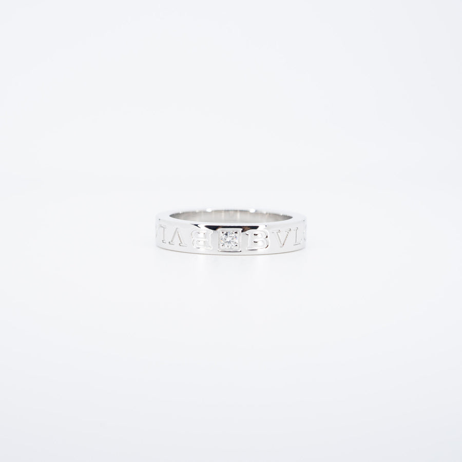 แหวน Bvlgari B.zero1 Essential band ring set with a diamond 18K White Gold Size 52# (Used) #vrbvrim 6162