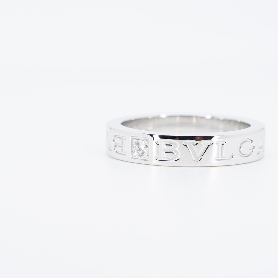 แหวน Bvlgari B.zero1 Essential band ring set with a diamond 18K White Gold Size 52# (Used) #vrbvrim 6162