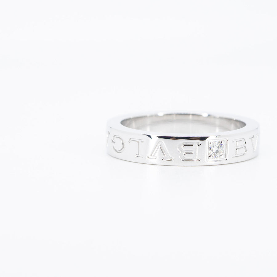 แหวน Bvlgari B.zero1 Essential band ring set with a diamond 18K White Gold Size 52# (Used) #vrbvrim 6162