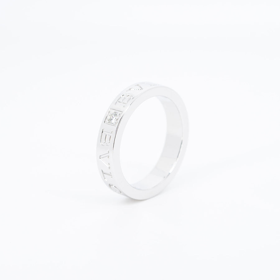 แหวน Bvlgari B.zero1 Essential band ring set with a diamond 18K White Gold Size 52# (Used) #vrbvrim 6162