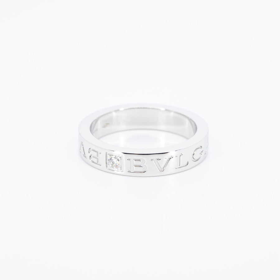 แหวน Bvlgari B.zero1 Essential band ring set with a diamond 18K White Gold Size 52# (Used) #vrbvrim 6162