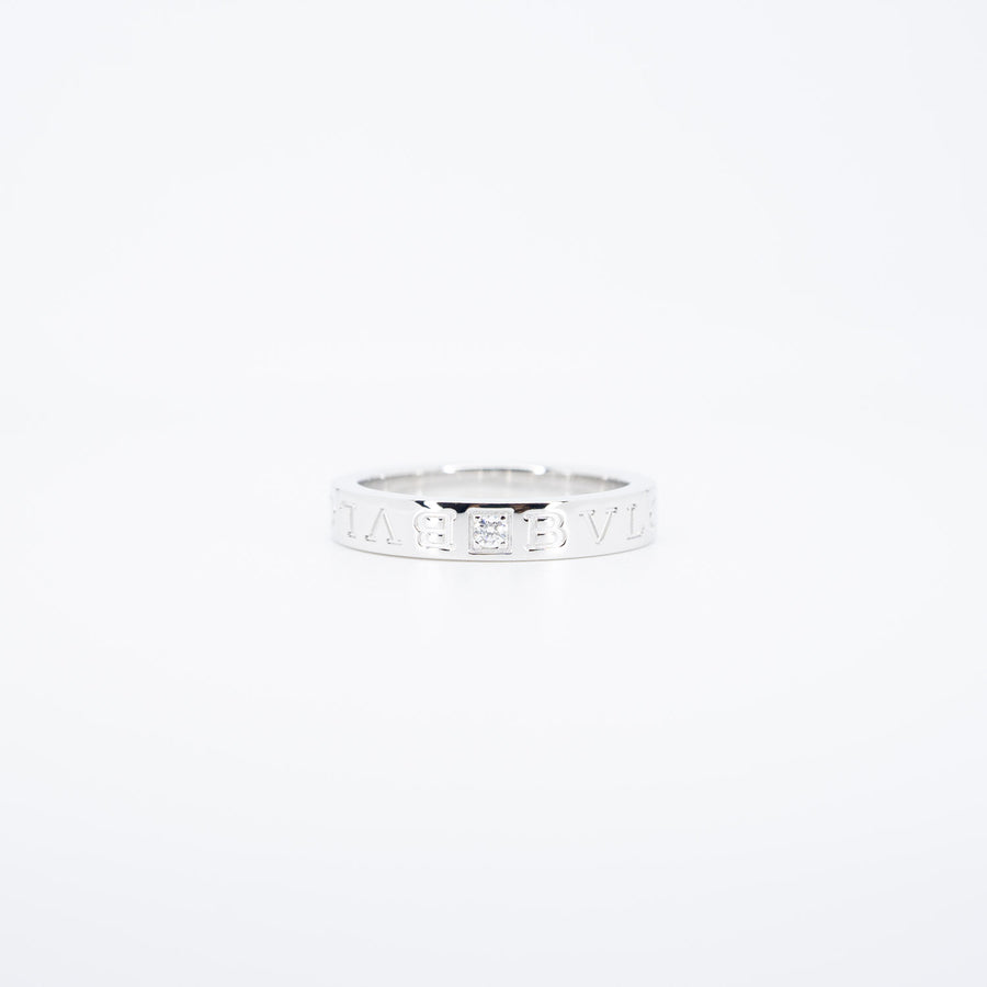 แหวน Bvlgari B.zero1 Essential band ring set with a diamond 18K White Gold Size 59# (Used) #vrbvrim 6169