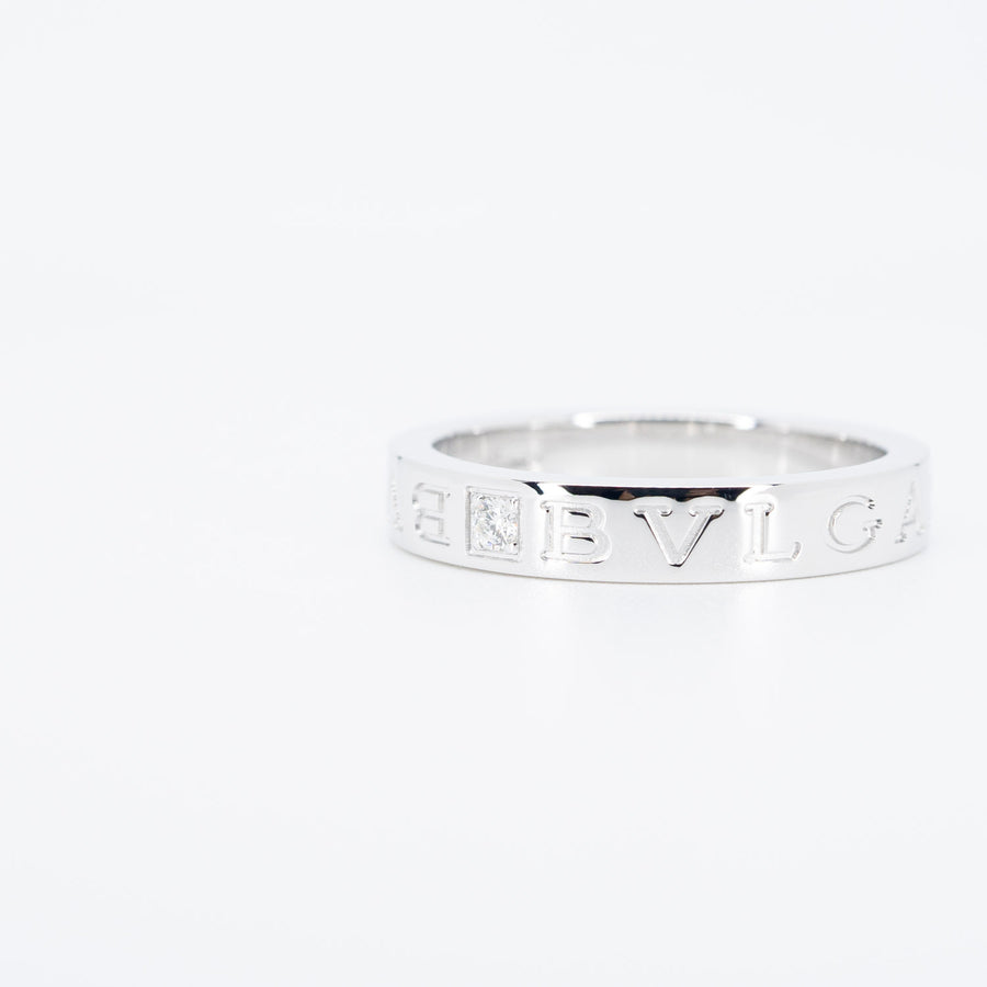 แหวน Bvlgari B.zero1 Essential band ring set with a diamond 18K White Gold Size 59# (Used) #vrbvrim 6169