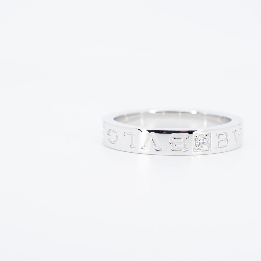 แหวน Bvlgari B.zero1 Essential band ring set with a diamond 18K White Gold Size 59# (Used) #vrbvrim 6169