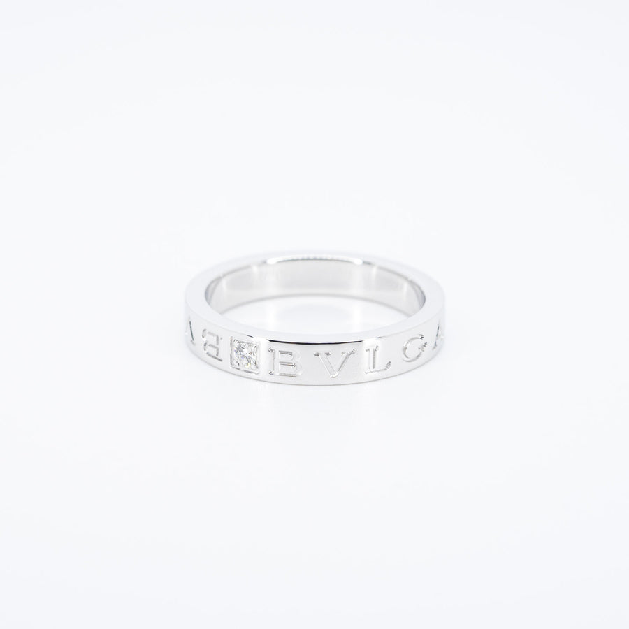 แหวน Bvlgari B.zero1 Essential band ring set with a diamond 18K White Gold Size 59# (Used) #vrbvrim 6169