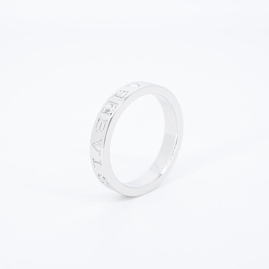 แหวน Bvlgari B.zero1 Essential band ring set with a diamond 18K White Gold Size 59# (Used) #vrbvrim 6169