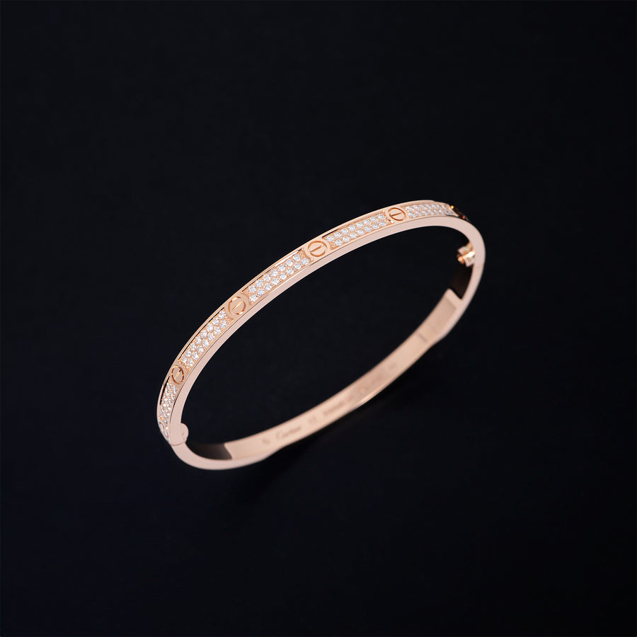 กำไล Cartier Love bracelet, small model, paved 18K Rose Gold Size 17# (Used) #vrcalrfim 6908