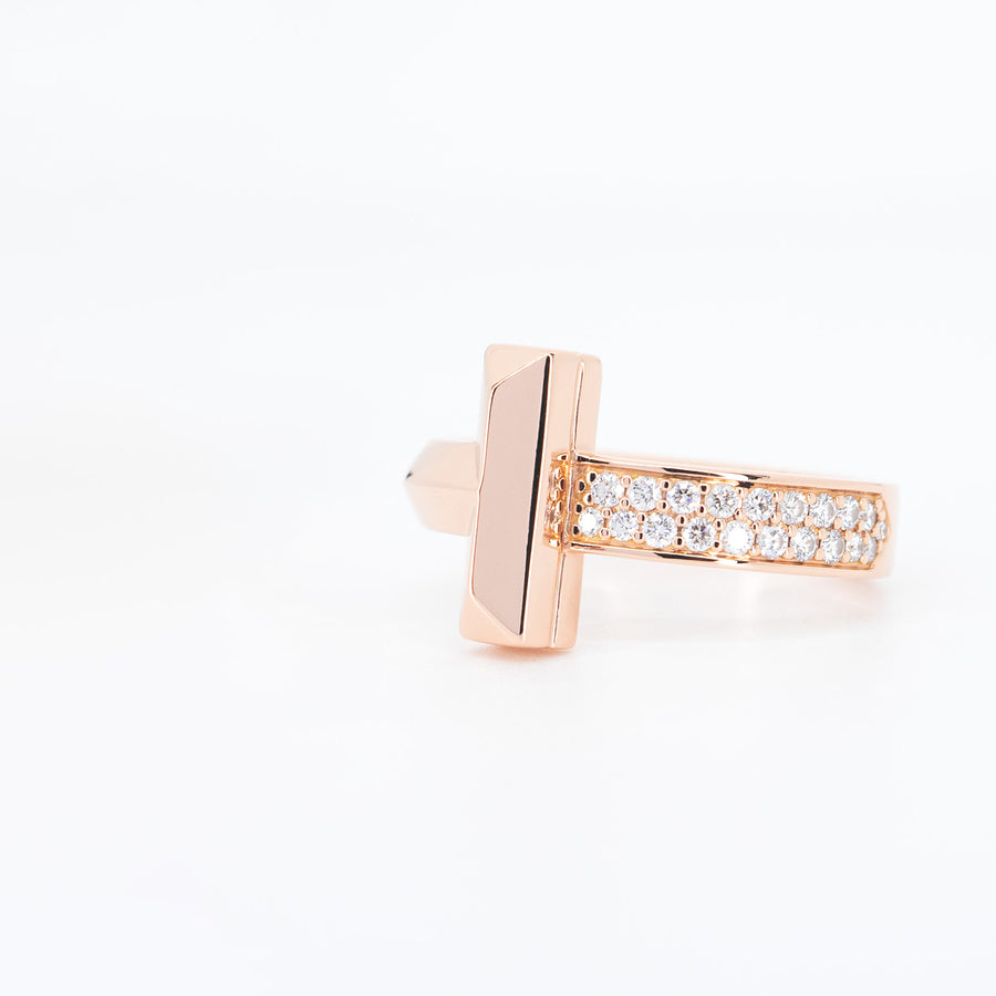 แหวน Tiffany & Co. Tiffany T1 Ring with Round Brilliant Diamonds 18K Rose Gold Size 54# (Used) #vrtir 6218