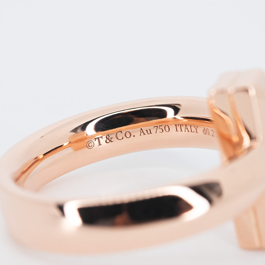 แหวน Tiffany & Co. Tiffany T1 Ring with Round Brilliant Diamonds 18K Rose Gold Size 54# (Used) #vrtir 6218