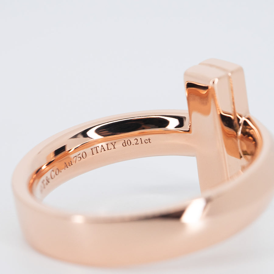 แหวน Tiffany & Co. Tiffany T1 Ring with Round Brilliant Diamonds 18K Rose Gold Size 54# (Used) #vrtir 6218