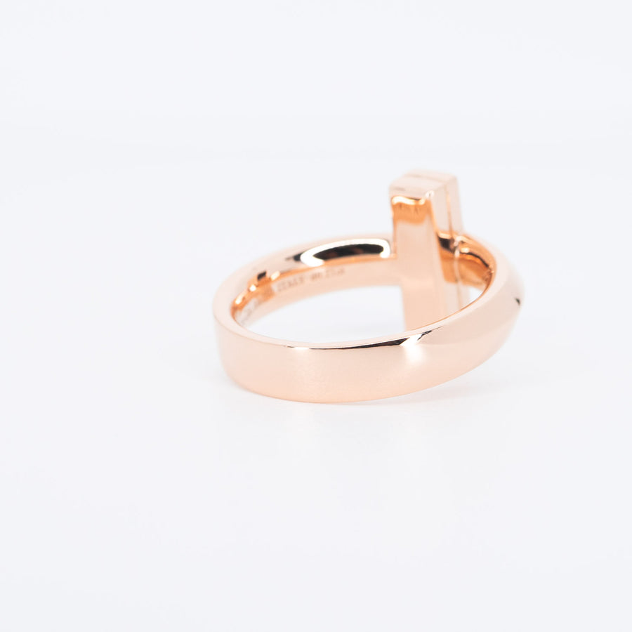 แหวน Tiffany & Co. Tiffany T1 Ring with Round Brilliant Diamonds 18K Rose Gold Size 54# (Used) #vrtir 6218