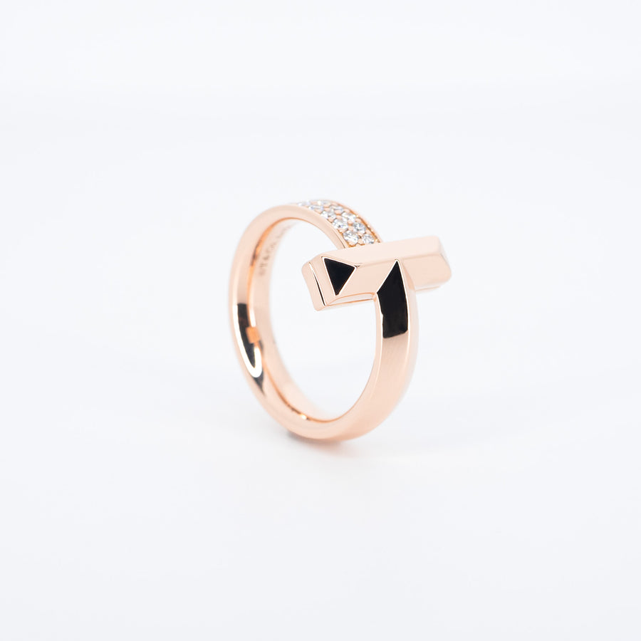 แหวน Tiffany & Co. Tiffany T1 Ring with Round Brilliant Diamonds 18K Rose Gold Size 54# (Used) #vrtir 6218