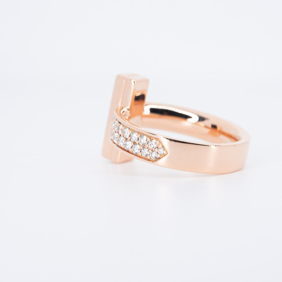 แหวน Tiffany & Co. Tiffany T1 Ring with Round Brilliant Diamonds 18K Rose Gold Size 54# (Used) #vrtir 6218