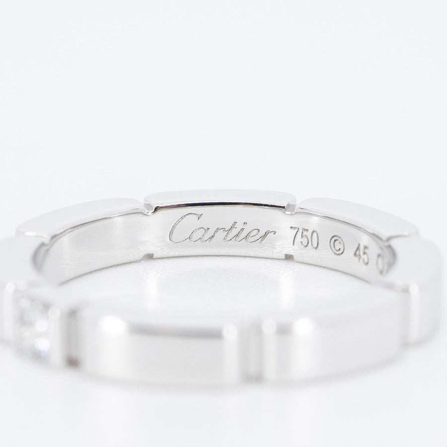 แหวน Cartier Maillon Panthere Band with Princess cut Diamond 18K White Gold Size 45# (Used) #vrcar 6227