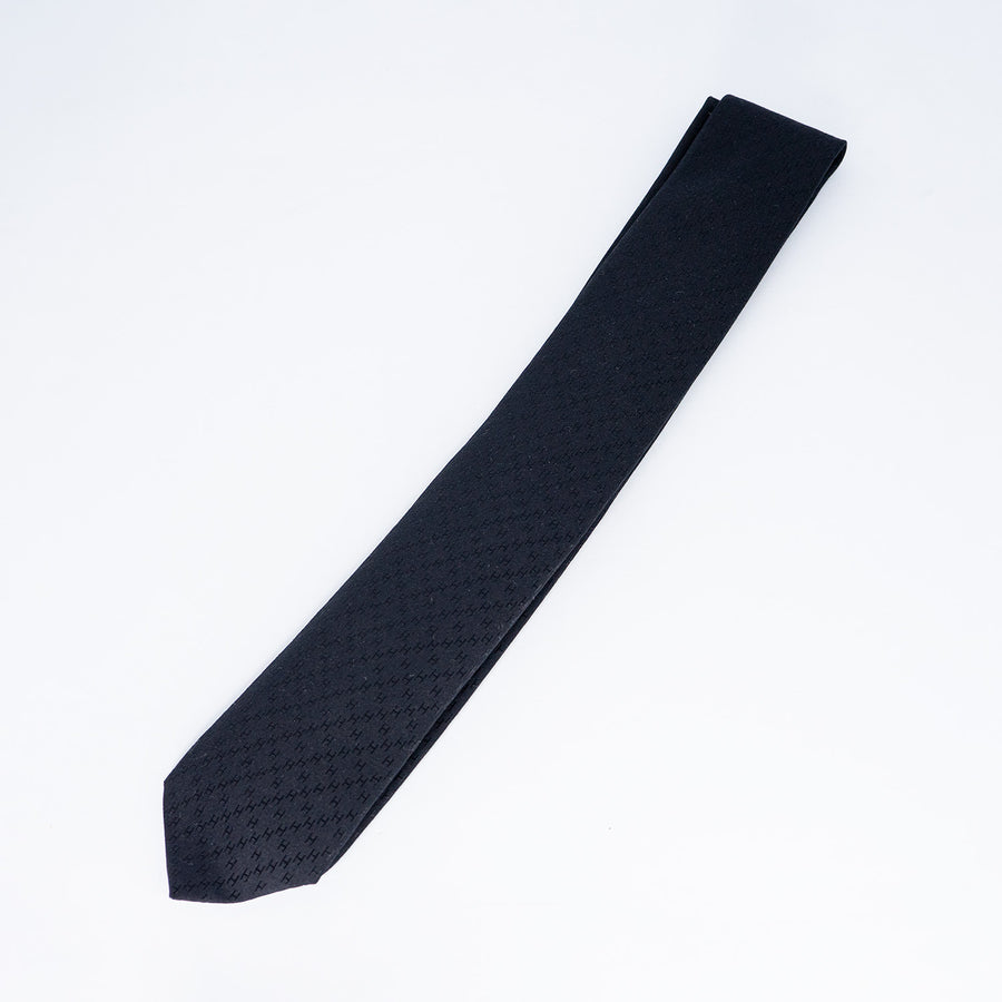 เนกไท Hermes Faconnee New H Tie, Noir (Used) #vrhe 0697