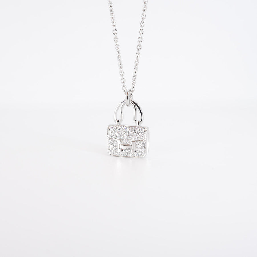 สร้อยและจี้ Hermes Hermes Amulettes Constance Pendant 18K White Gold Size 38-48cm.# (Used) #vrhe 0688