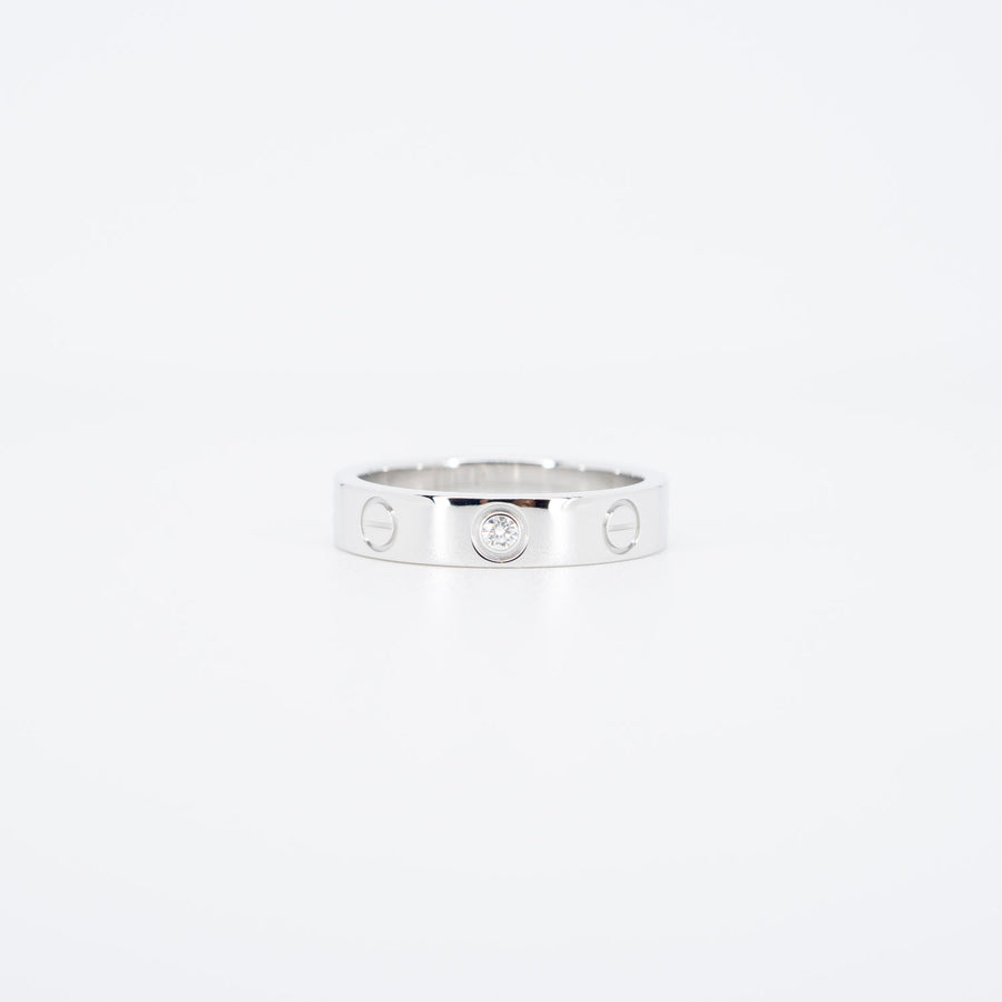 แหวน Cartier Love 1Diamond Ring 18K White Gold Size 49# (Used) #vrca 0687