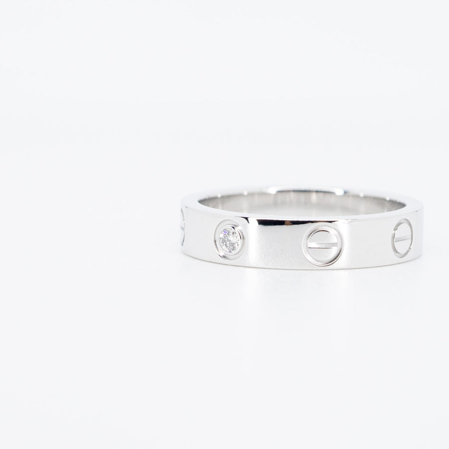 แหวน Cartier Love 1Diamond Ring 18K White Gold Size 49# (Used) #vrca 0687