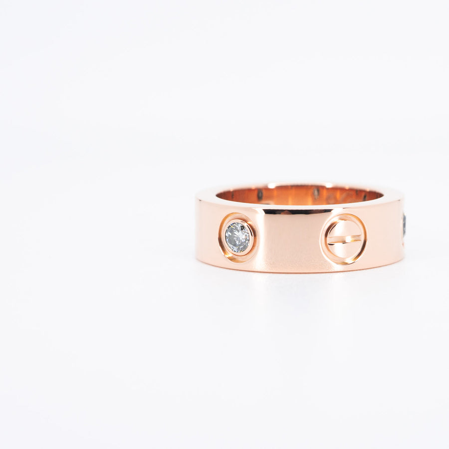 แหวน Cartier Love 3Diamonds Ring 18K Rose Gold Size 45# (Used) #vrcar 6270