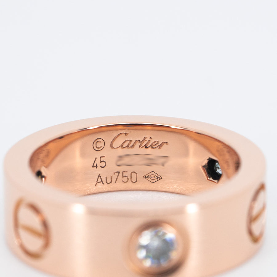 แหวน Cartier Love 3Diamonds Ring 18K Rose Gold Size 45# (Used) #vrcar 6270