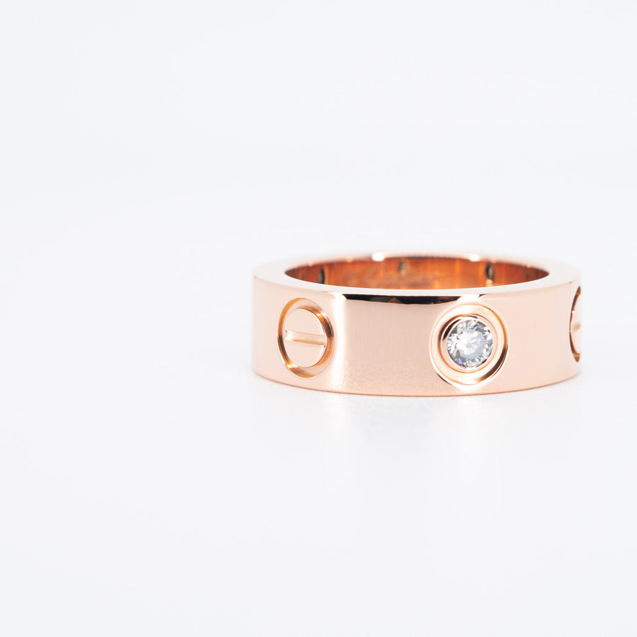 แหวน Cartier Love 3Diamonds Ring 18K Rose Gold Size 45# (Used) #vrcar 6270