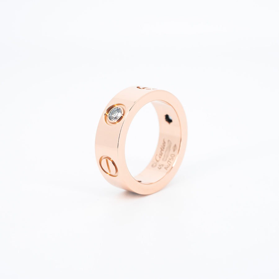 แหวน Cartier Love 3Diamonds Ring 18K Rose Gold Size 45# (Used) #vrcar 6270