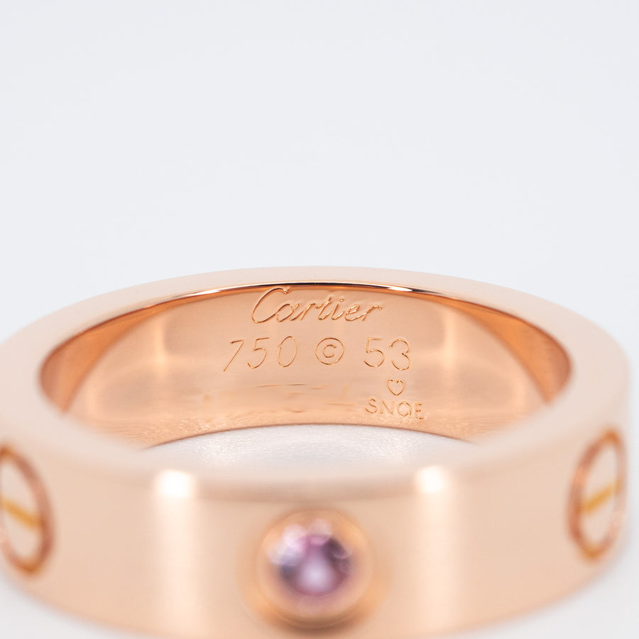 แหวน Cartier Love with Sapphire Ring 18K Rose Gold Size 53# (Used) #vrcar 6285