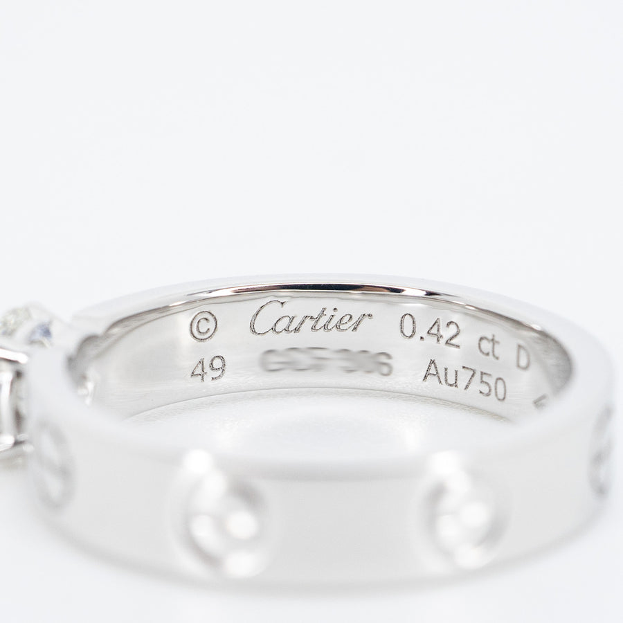 แหวน Cartier Love Solitaire Ring 0.42ct G VVS2 18K White Gold Size 49# (Used) #vrcar 6282