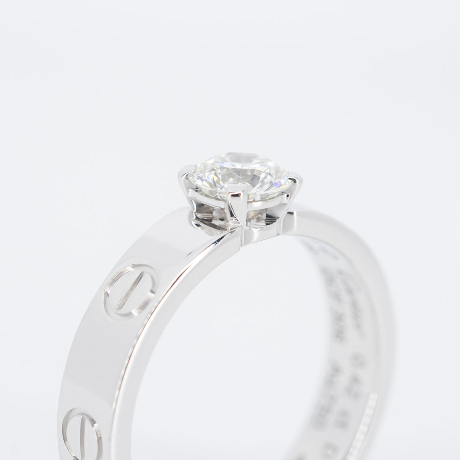 แหวน Cartier Love Solitaire Ring 0.42ct G VVS2 18K White Gold Size 49# (Used) #vrcar 6282