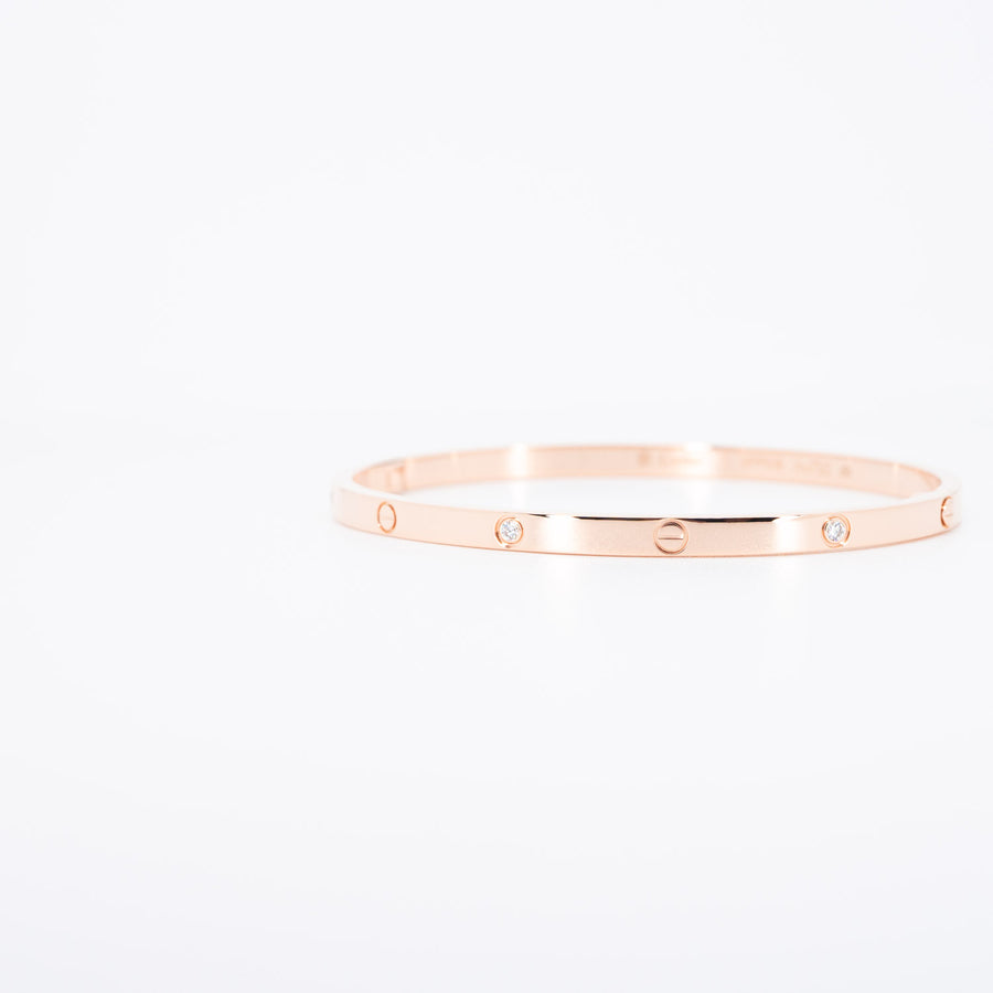 กำไล Cartier Love Bracelet, Small Model, 6 Diamonds 18K Rose Gold Size 17# (Used) #vrcabimt 6276