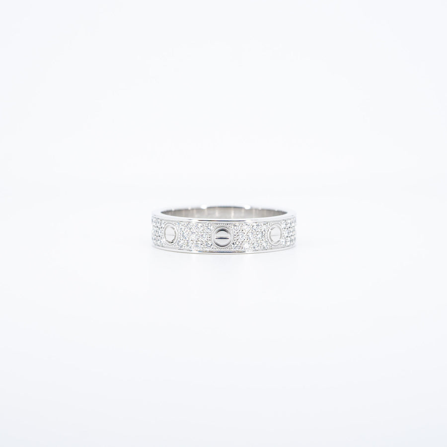 แหวน Cartier Love Band with Pave Diamonds 18K White Gold Size 57# (Used) #vrcalrf 6287