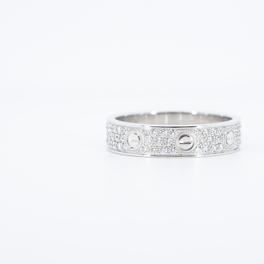 แหวน Cartier Love Band with Pave Diamonds 18K White Gold Size 57# (Used) #vrcalrf 6287