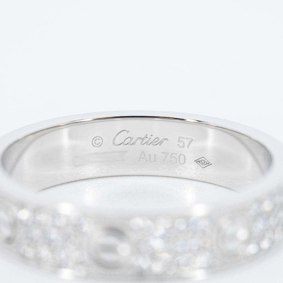 แหวน Cartier Love Band with Pave Diamonds 18K White Gold Size 57# (Used) #vrcalrf 6287