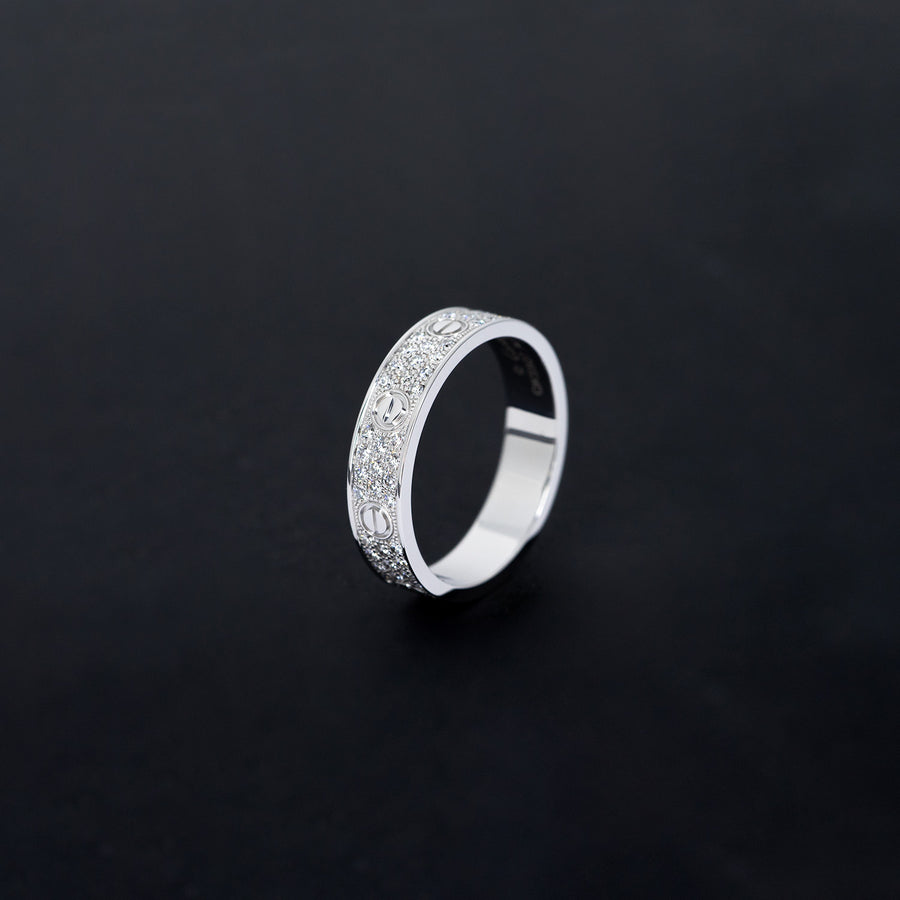 แหวน Cartier Love Band with Pave Diamonds 18K White Gold Size 57# (Used) #vrcalrf 6287