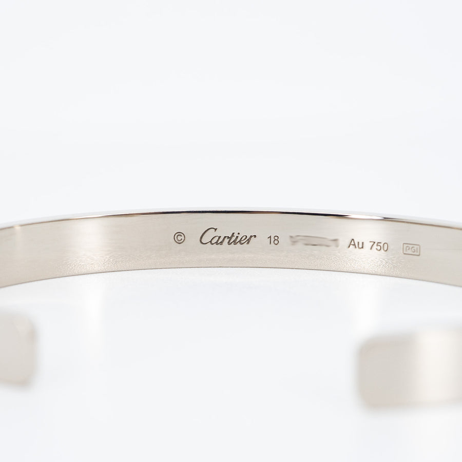 กำไล Cartier Love Cuff Bracelet 18K White Gold Size 18# (Used) #vrcab 6290