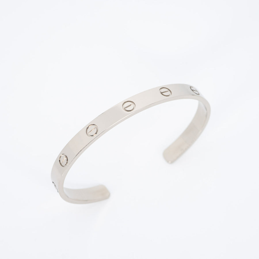 กำไล Cartier Love Cuff Bracelet 18K White Gold Size 18# (Used) #vrcab 6290